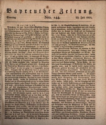 Bayreuther Zeitung Samstag 23. Juli 1831