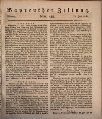 Bayreuther Zeitung Montag 25. Juli 1831