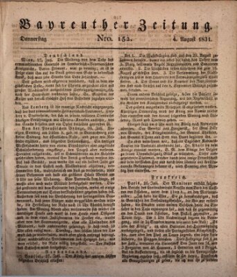 Bayreuther Zeitung Donnerstag 4. August 1831