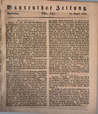 Bayreuther Zeitung Donnerstag 11. August 1831