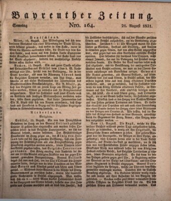 Bayreuther Zeitung Sonntag 21. August 1831