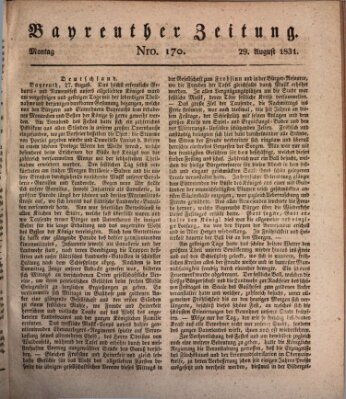 Bayreuther Zeitung Montag 29. August 1831