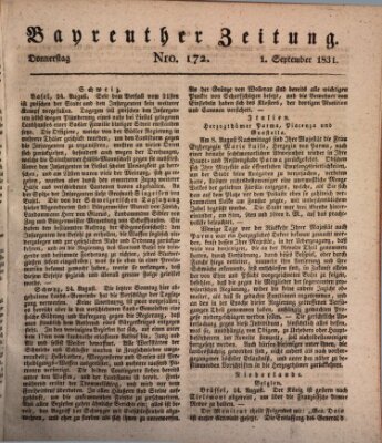 Bayreuther Zeitung Donnerstag 1. September 1831