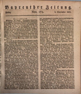 Bayreuther Zeitung Freitag 2. September 1831