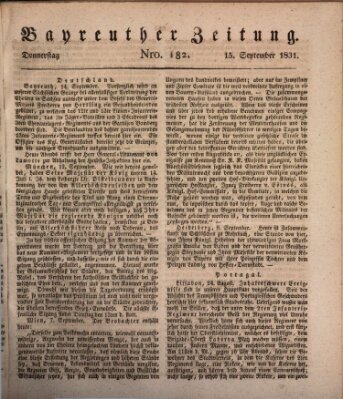 Bayreuther Zeitung Donnerstag 15. September 1831