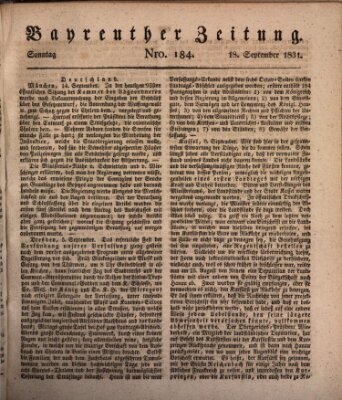 Bayreuther Zeitung Sonntag 18. September 1831