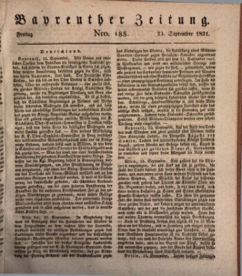 Bayreuther Zeitung Freitag 23. September 1831