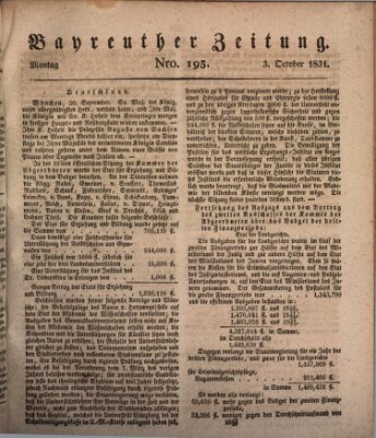 Bayreuther Zeitung Montag 3. Oktober 1831