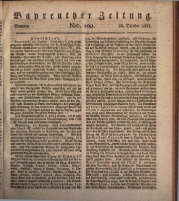 Bayreuther Zeitung Sonntag 23. Oktober 1831