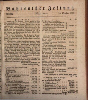 Bayreuther Zeitung Montag 24. Oktober 1831