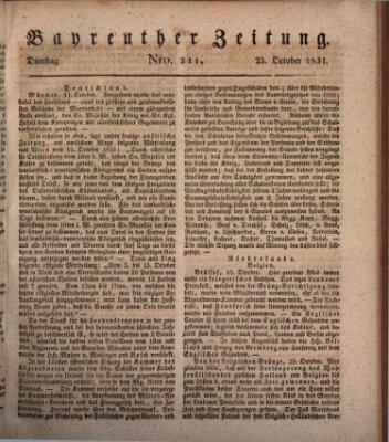 Bayreuther Zeitung Dienstag 25. Oktober 1831