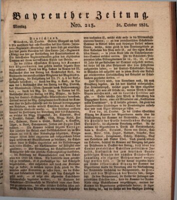 Bayreuther Zeitung Montag 31. Oktober 1831