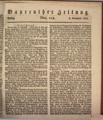 Bayreuther Zeitung Freitag 4. November 1831