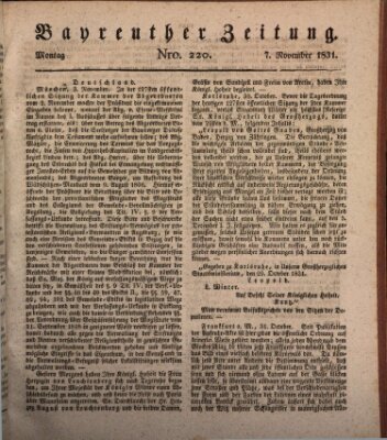 Bayreuther Zeitung Montag 7. November 1831