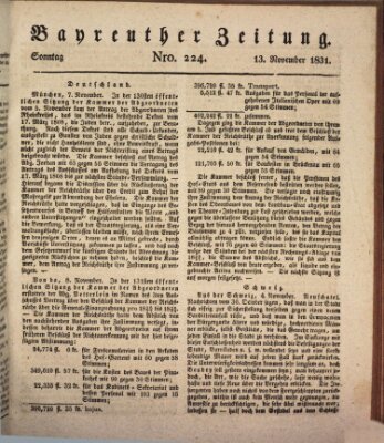 Bayreuther Zeitung Sonntag 13. November 1831