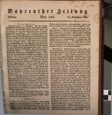 Bayreuther Zeitung Dienstag 15. November 1831