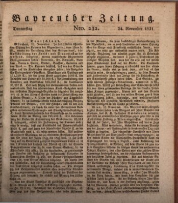 Bayreuther Zeitung Donnerstag 24. November 1831