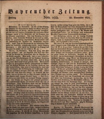 Bayreuther Zeitung Freitag 25. November 1831