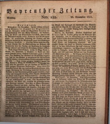 Bayreuther Zeitung Montag 28. November 1831