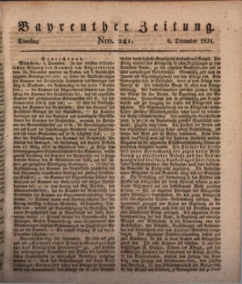 Bayreuther Zeitung Dienstag 6. Dezember 1831