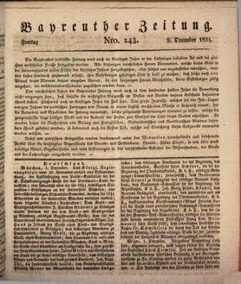 Bayreuther Zeitung Freitag 9. Dezember 1831