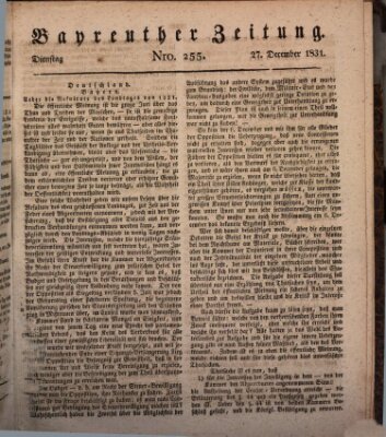 Bayreuther Zeitung Dienstag 27. Dezember 1831