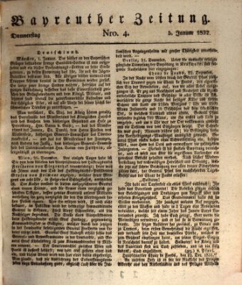 Bayreuther Zeitung Donnerstag 5. Januar 1832