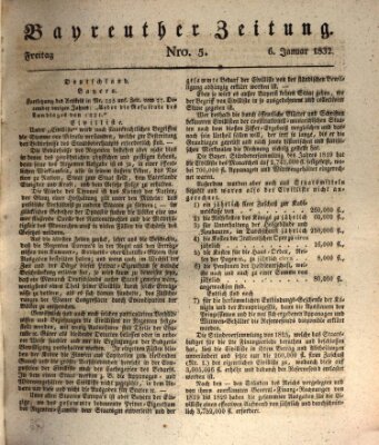 Bayreuther Zeitung Freitag 6. Januar 1832