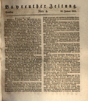 Bayreuther Zeitung Dienstag 10. Januar 1832