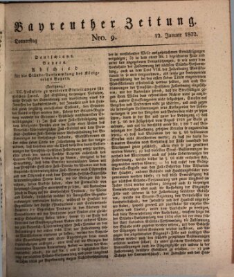 Bayreuther Zeitung Donnerstag 12. Januar 1832