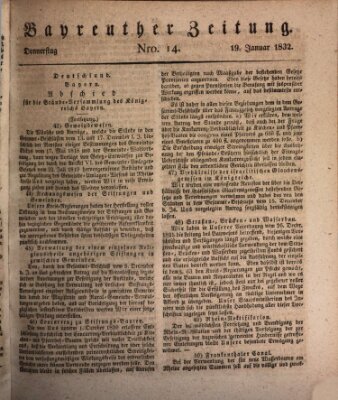 Bayreuther Zeitung Donnerstag 19. Januar 1832