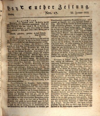 Bayreuther Zeitung Montag 23. Januar 1832