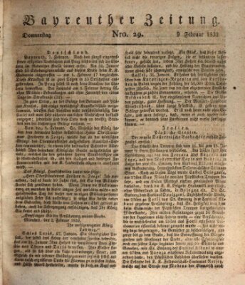 Bayreuther Zeitung Donnerstag 9. Februar 1832