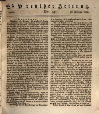 Bayreuther Zeitung Montag 20. Februar 1832