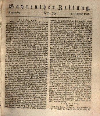 Bayreuther Zeitung Donnerstag 23. Februar 1832