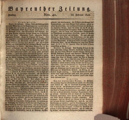 Bayreuther Zeitung Freitag 24. Februar 1832