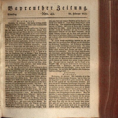 Bayreuther Zeitung Dienstag 28. Februar 1832