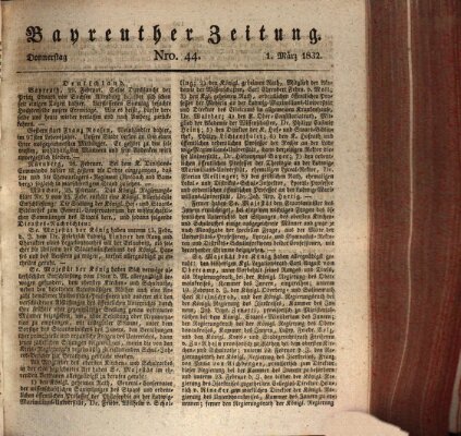 Bayreuther Zeitung Donnerstag 1. März 1832