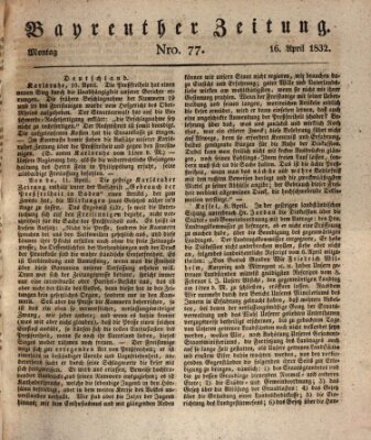 Bayreuther Zeitung Montag 16. April 1832