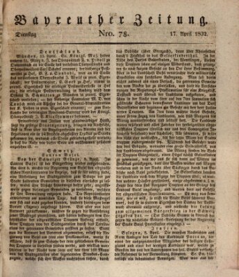 Bayreuther Zeitung Dienstag 17. April 1832