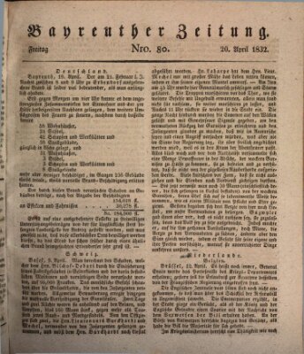 Bayreuther Zeitung Freitag 20. April 1832