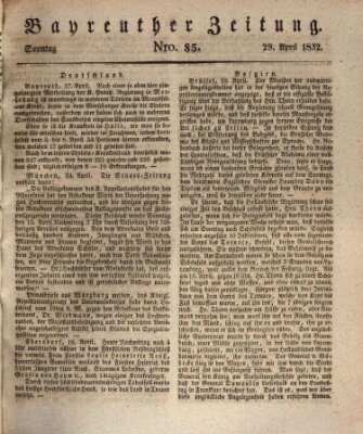 Bayreuther Zeitung Sonntag 29. April 1832