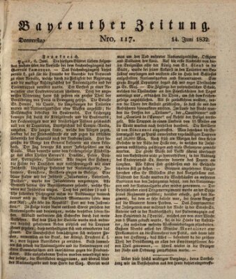 Bayreuther Zeitung Donnerstag 14. Juni 1832
