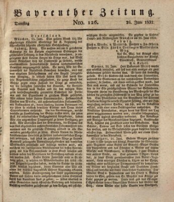 Bayreuther Zeitung Dienstag 26. Juni 1832