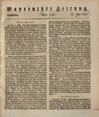 Bayreuther Zeitung Donnerstag 12. Juli 1832