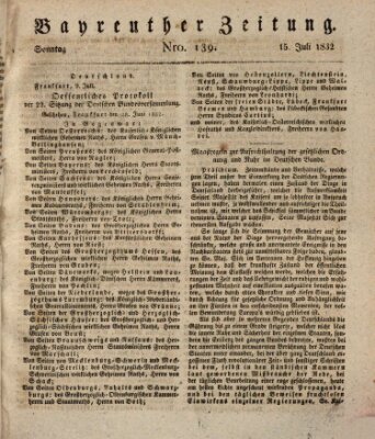 Bayreuther Zeitung Sonntag 15. Juli 1832