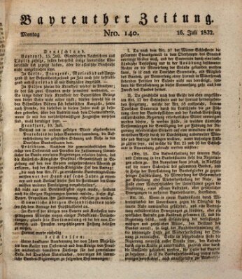 Bayreuther Zeitung Montag 16. Juli 1832