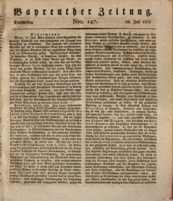 Bayreuther Zeitung Donnerstag 26. Juli 1832