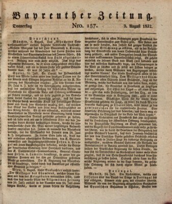 Bayreuther Zeitung Donnerstag 9. August 1832