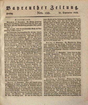 Bayreuther Zeitung Freitag 21. September 1832